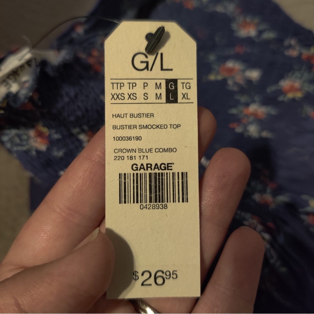 Garage Bustier Smocked Top Dark Crown Blue Combo Floral Camisole - Picture 2 of 6